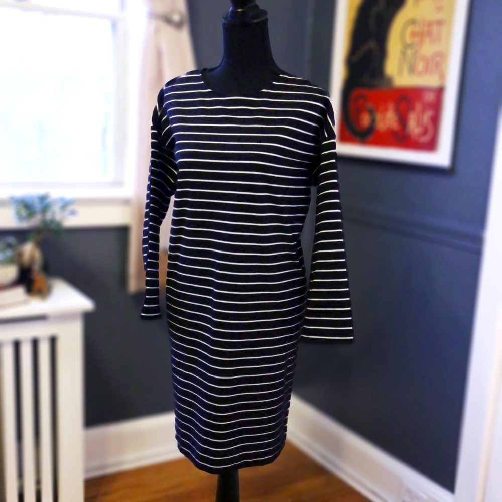 Everlane Breton Cotton Dress (NWT, Size S, Navy/Bone)